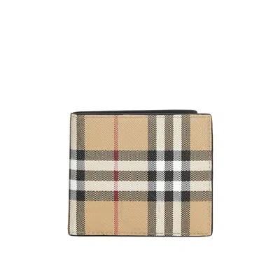 Burberry Archive Beige Men's Vintage Check Bi-fold Coin Wallet