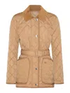 Burberry Quilted Jacket With Belt Pen In Neutral
