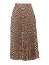 Burberry Women Linden Check Wool Blend Pleated Skirt In Brown