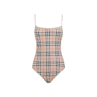 Burberry Archive Beige Swimsuit In Grey