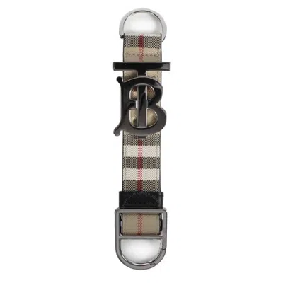 Burberry Archive Beige Vintage Check Tb Monogram Motif Key Ring In Gray