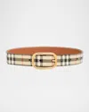 Burberry Check Pattern Canvas Belt In Red