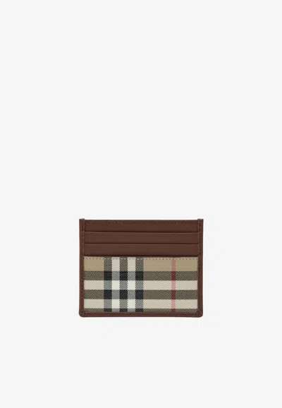 Burberry Archive Check Canvas Cardholder In Beige