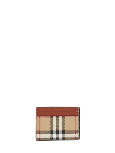Burberry Archive Check Card Case In Brown