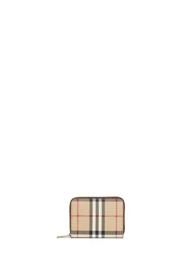 Burberry Archive Check Coated Cotton-blend Wallet In Brown