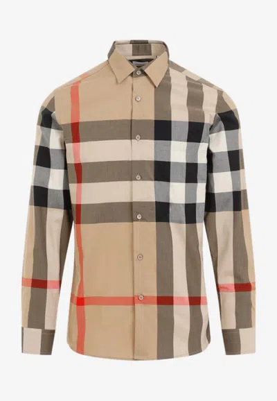 Burberry Summerton Long-sleeved Check Shirt In Brown