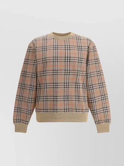 Burberry Archive Check Pattern Crew Neck Sweater In Brown