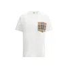 Burberry Women White Jersey Checked Twill-trimmed Cotton-jersey T-shirt Tee Shirt