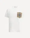 Burberry Women White Jersey Checked Twill-trimmed Cotton-jersey T-shirt Tee Shirt