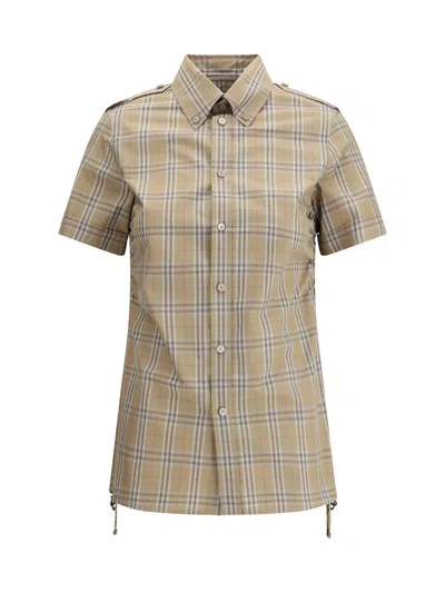 Burberry Women Embroidered Poplin Shirt In Brown
