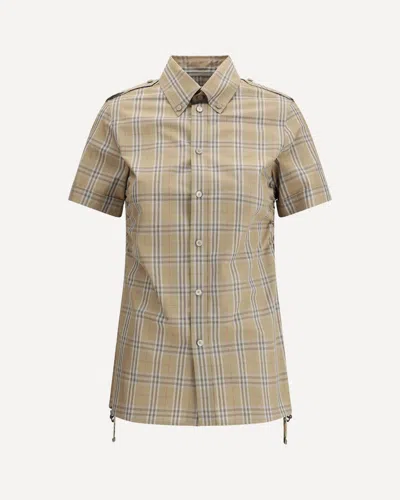 Burberry Women Embroidered Poplin Shirt In Brown