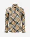 Burberry Women Beige Shirt With Classic Collar And All-over Check Motif In Cotton Woman