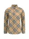 Burberry Women Beige Shirt With Classic Collar And All-over Check Motif In Cotton Woman In Neutral