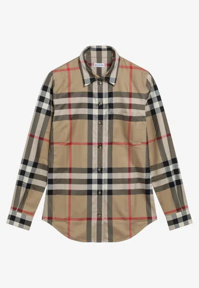 Burberry Slim-fit Cotton Twill Check Shirt In Archive Beige In Brown
