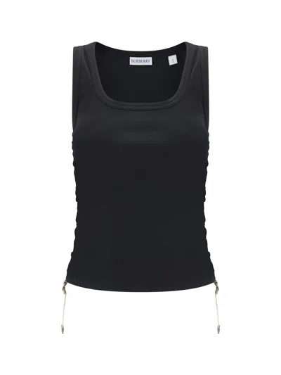 Burberry Cotton-blend Gathered Tank Top In Black