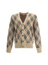 Burberry Check Pattern Wool Cardigan In Multi