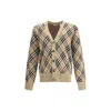 Burberry Check Pattern Wool Cardigan In Multi