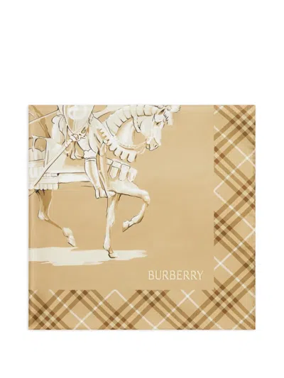 Burberry Womens Finch Beige Archive Knight Square Silk Scarf In Multi