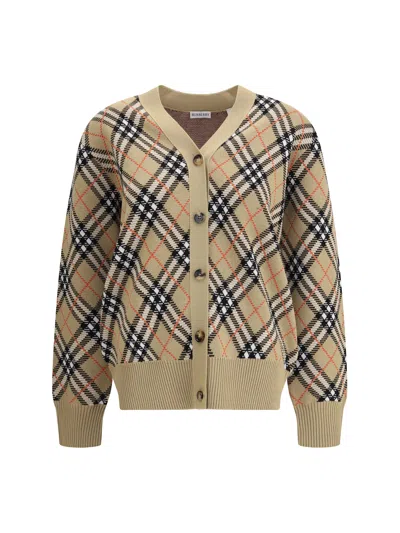 Burberry Archivio Check Cardigan In Brown