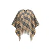 Burberry Archivio Check Cashmere Cape In Brown