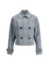 Burberry Check Silk Blend Trench Jacket