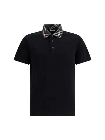 Burberry Archivio Check Polo Shirt In Black