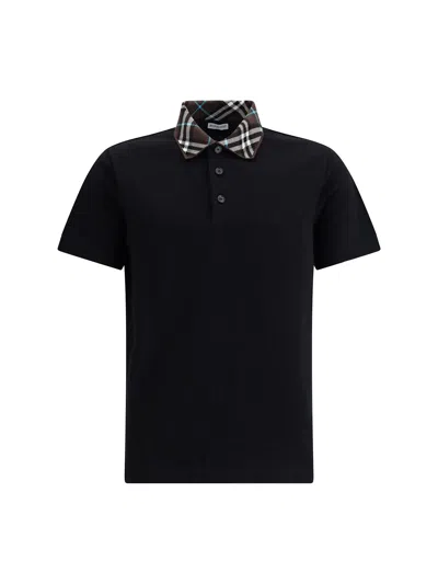 Burberry Archivio Check Polo Shirt In Black