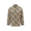 Burberry Women Beige Shirt With Classic Collar And All-over Check Motif In Cotton Woman
