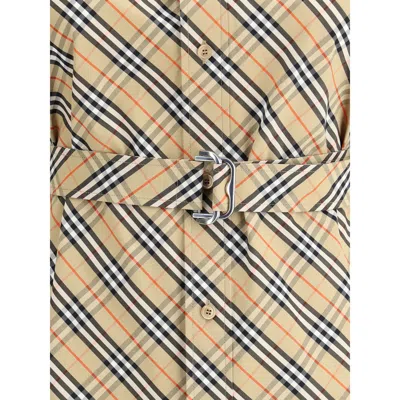 Burberry Archivio Check Shirt Dress In Neutral