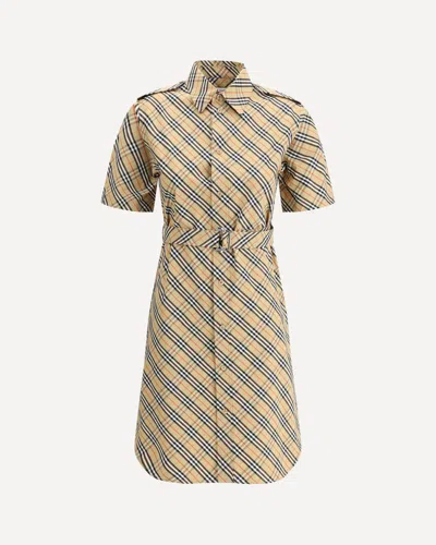 Burberry Archivio Check Shirt Dress In Brown