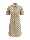 Burberry Classic Check Cotton Dress With Belted Waist In Sand Ip Check