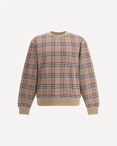 Burberry Embroidered Stretch Cotton Blend Sweater In Brown