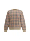Burberry Check Pattern Sweatshirt With Embroidered Logo In Nut Ip Check