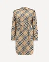 Burberry Check Belted Long-sleeve Shirtdress In Nude
