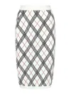 Burberry Argyle Check Midi Skirt In White