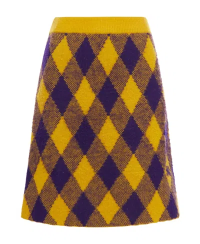 BURBERRY BURBERRY ARGYLE LOGO EMBROIDERED SKIRT