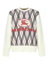 Burberry Argyle Pattern Crew Neck Sweater In White