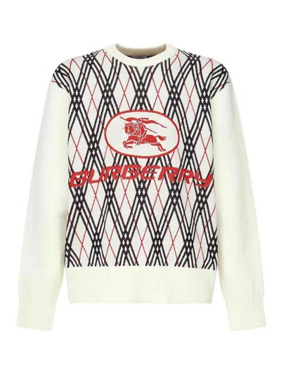 Burberry Argyle Check Pullover In White