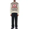 Burberry Argyle Pattern Crew Neck Sweater In White