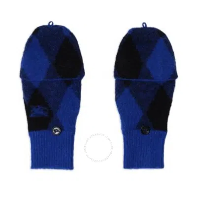 Burberry Argyle Check Wool Mittens In Black
