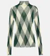 Burberry Checked Intarsia Cotton And Silk-blend Turtleneck Sweater In Ivy Ip Pattern