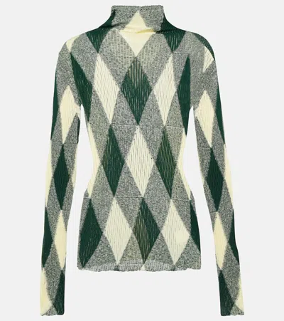BURBERRY ARGYLE COTTON AND SILK SWEATER