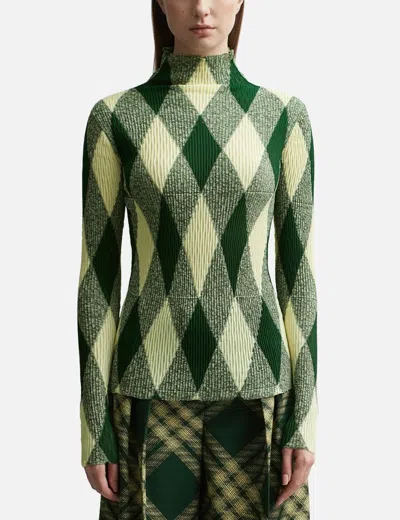 BURBERRY ARGYLE COTTON SILK SWEATER