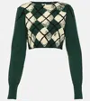 Burberry Dark Green Argyle Pattern Sweater In Ivy