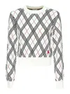 Burberry Argyle Cropped Sweater In White