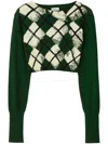 Burberry Dark Green Argyle Pattern Sweater In 绿色