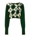 Burberry Check Cotton Knit Long Sleeve Sweater In Black
