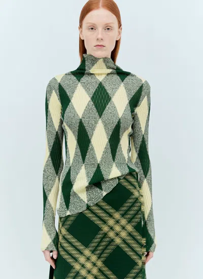 Burberry Argyle High-neck Sweater In Green