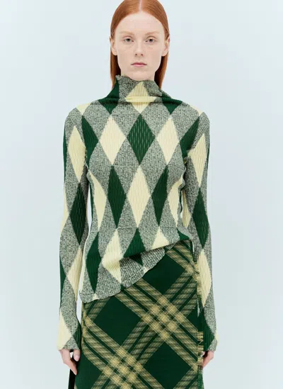 Burberry Argyle High-neck Sweater In Green