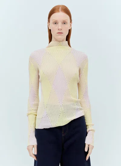 Burberry Diamond Knit Turtleneck Blouse In Pink